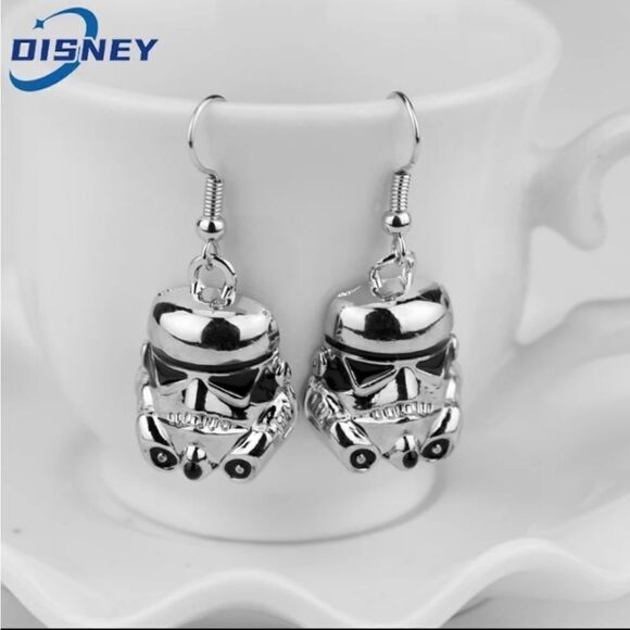 Star Wars Storm Troopers Black & Silver Drop Earrings - Picture 2 of 4